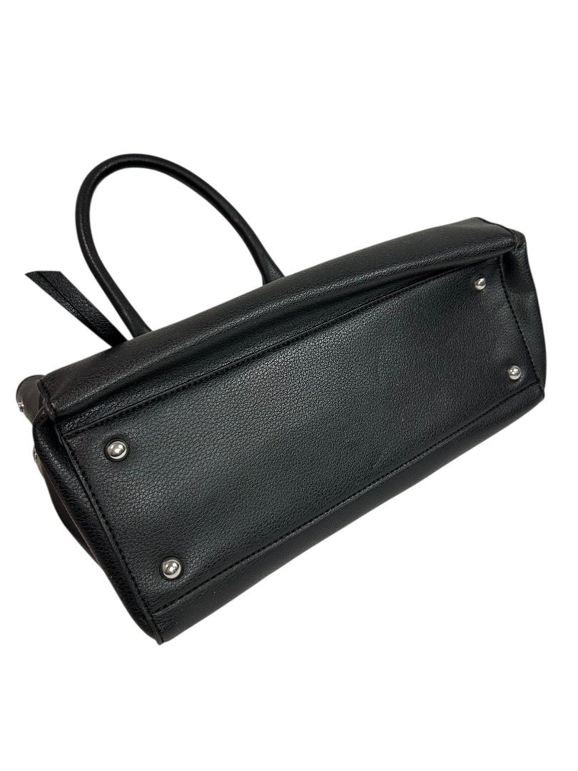 Charming Charlie Black Vegan Leather Satchel Handbag Detachable Crossbody Strap