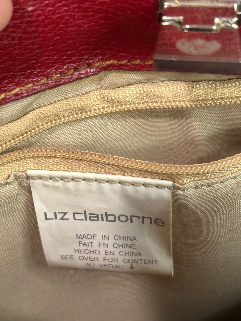 Liz Claiborne Shoulderbag Red Vegan Leather Straw Woven Bag