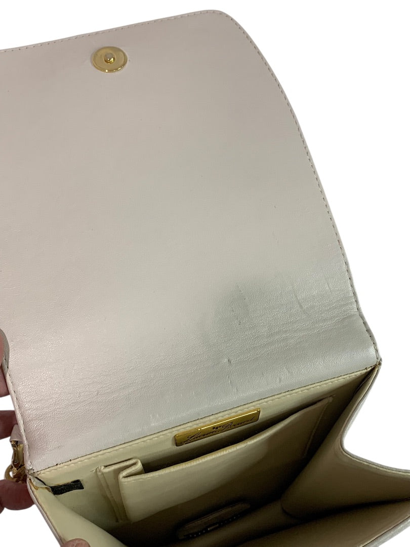 Lucien Piccard Ivory Soft Leather Crossbody Purse Bag 1980s Retro
