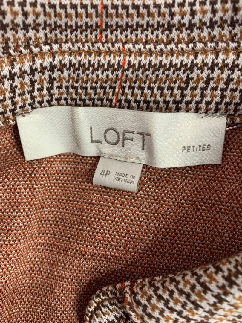 Size 4P Loft Petites Plaid Ponte Knit Dress Short Sleeve Pockets