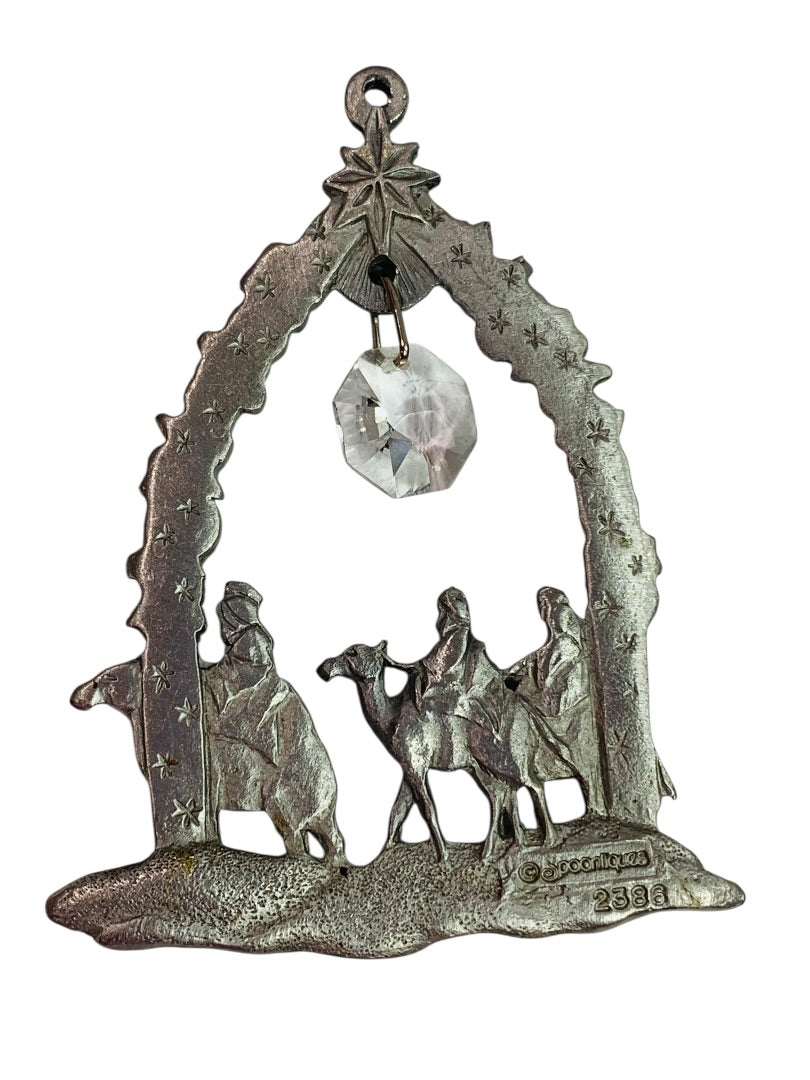 Spoontiques Pewter Three Wise Men Ornament Crystal 3.2" #2386 Suncatcher