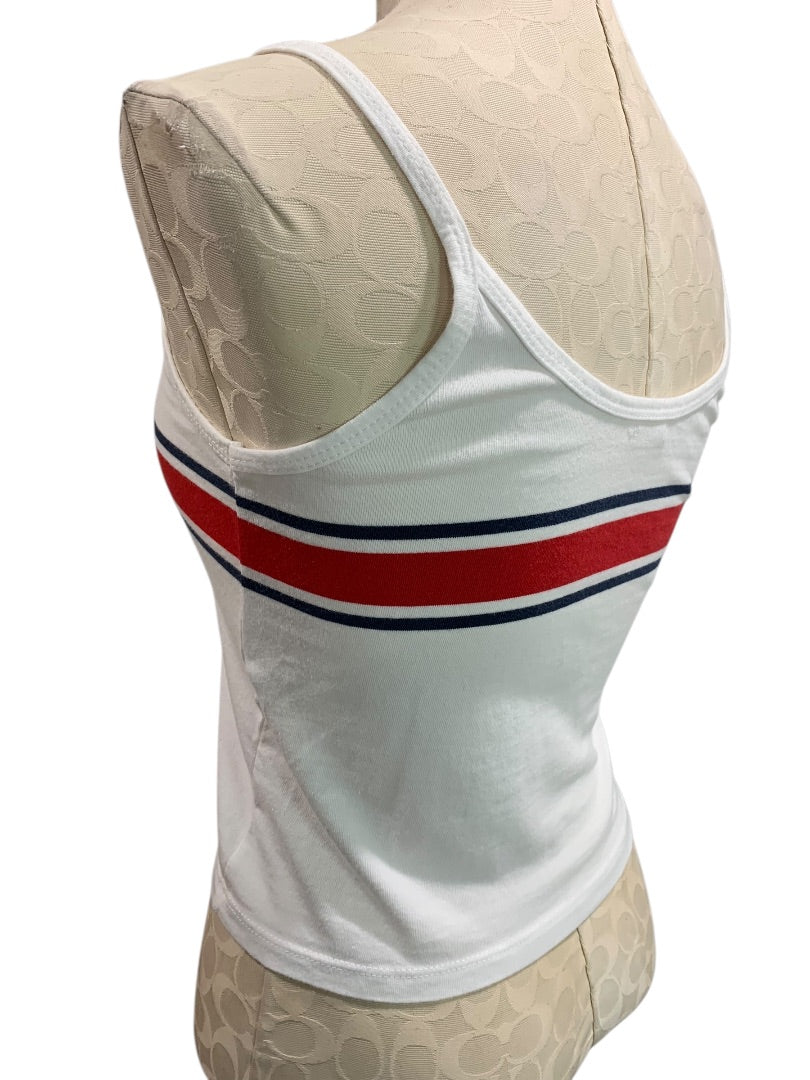 One Size John Galt Brandy Melville Retro White Striped Tank Top Shirt
