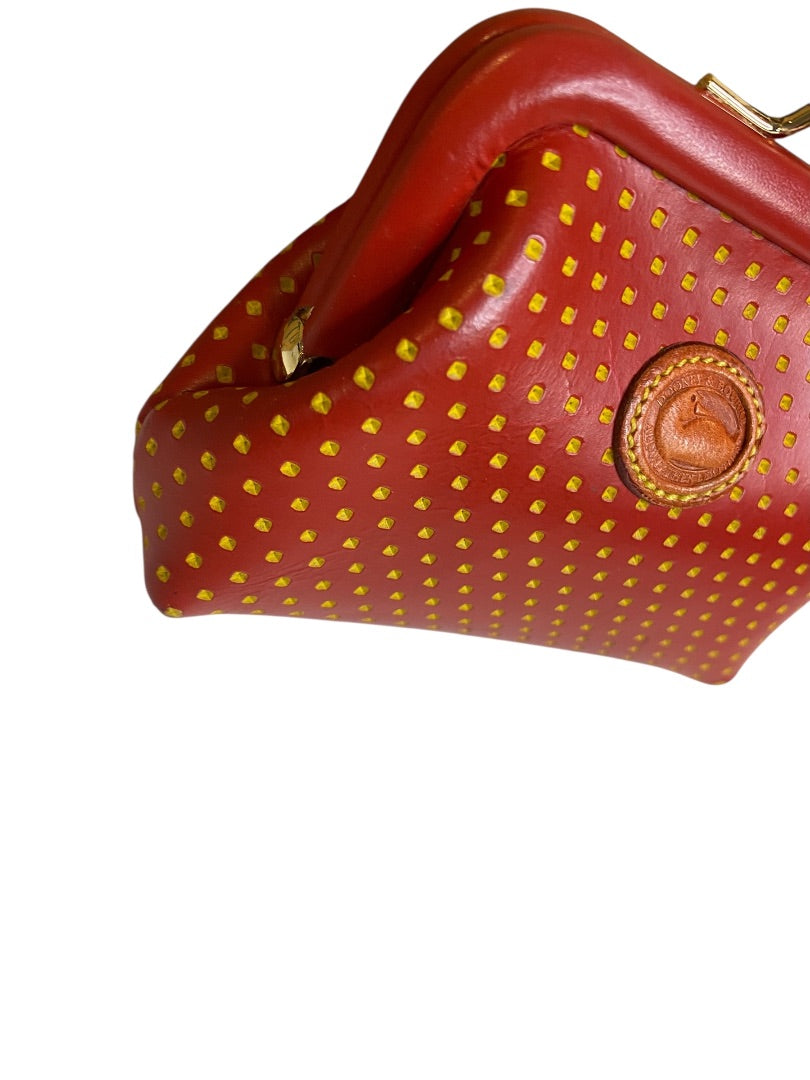 Vintage Dooney & Bourke Cabrio Leather Kisslock Coin Purse Red Leather