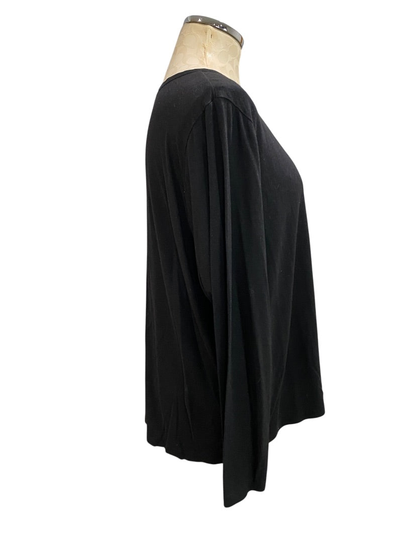 3X Talbots Woman Black Long Sleeve Shirt V-Neck Super Soft