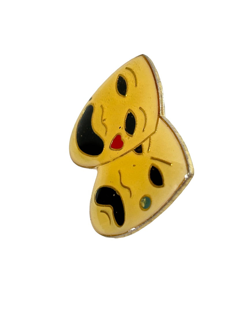 Lapel Pin Happy Sad Theater Masks Resin 1"