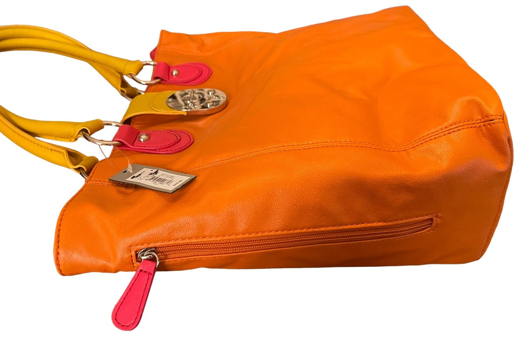 Apt 9 Large Handbag Zipper & Magnetic Closure Outside Pockets Orange NWT
