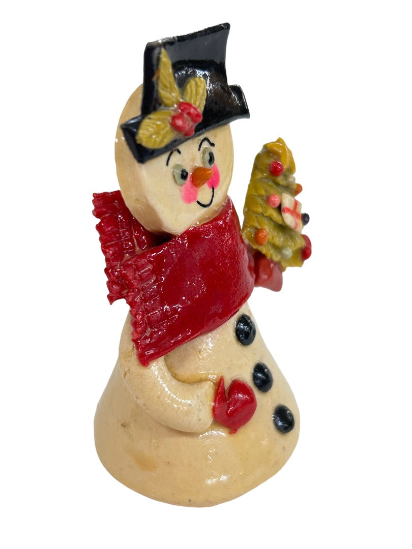 Clay Snoman Figurine Ornament Vintage Handmade Holiday 2 7/8" h