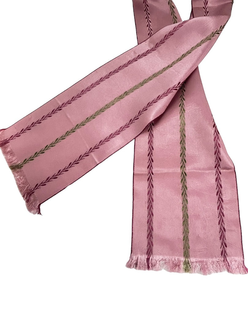 Vintage 1960s Made in France for Echo Women's Pink Green Scarf 43"l x 4.75"w