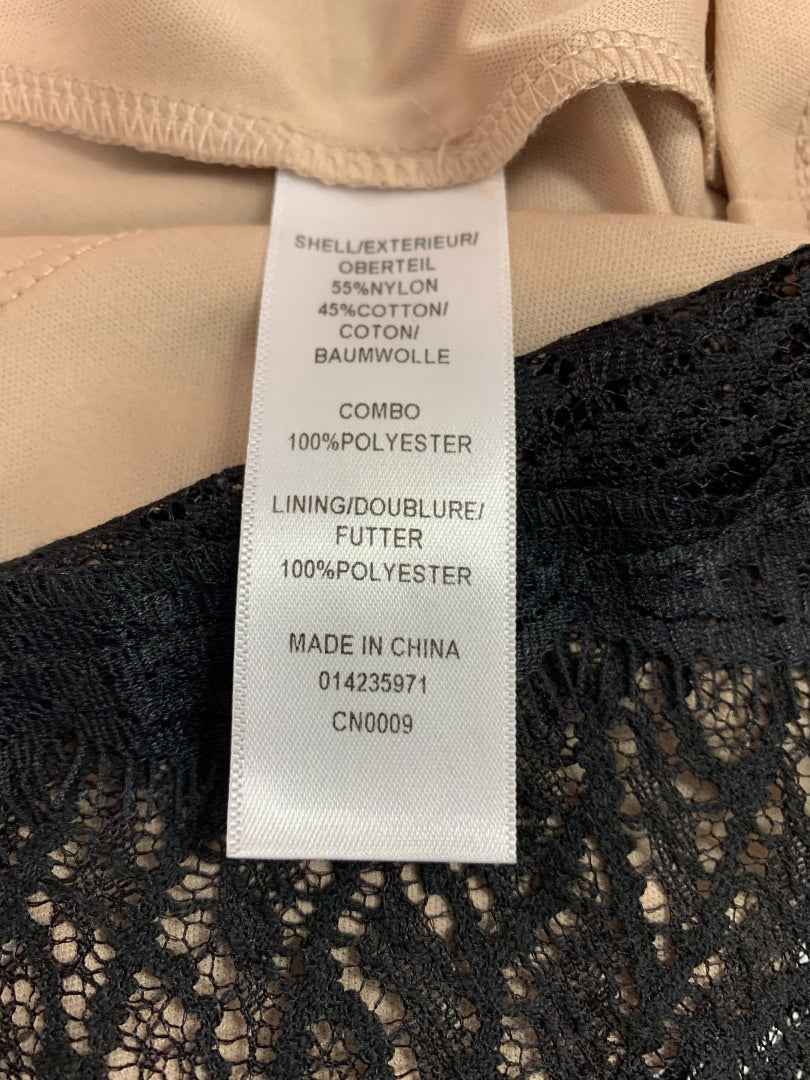 Size 20 Adrianna Papell Black Lace Nude Lined A-Line Dress