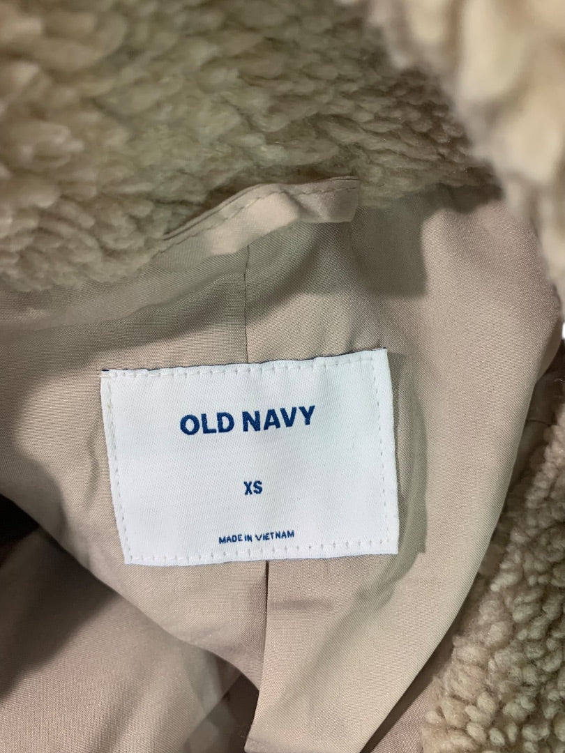 XS Old Navy Womens Tan Teddy Bear Fleece Jacket Full Zip