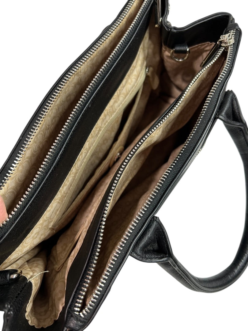 Charming Charlie Black Vegan Leather Satchel Handbag Detachable Crossbody Strap