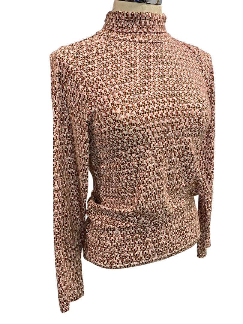 Small Loft Womens Print Turtleneck Soft Retro Print Long Sleeve