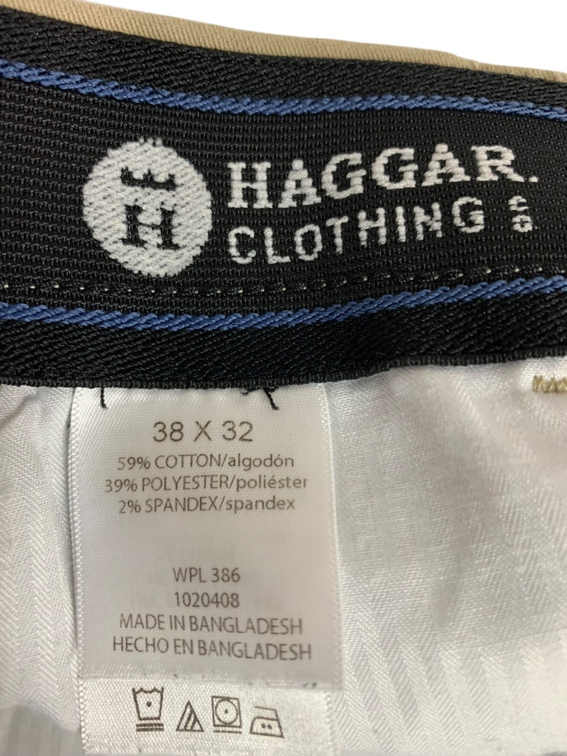 38 x 32 Haggar Mens Chino Pants Tan Comfort Waist Expandomatic
