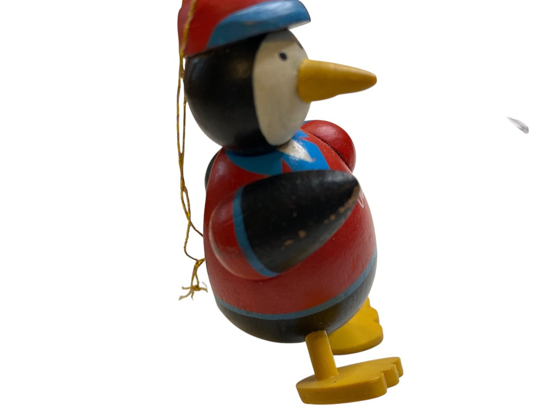 Wooden Penguin Christmas Ornament Dad Polar Bowlers 3"