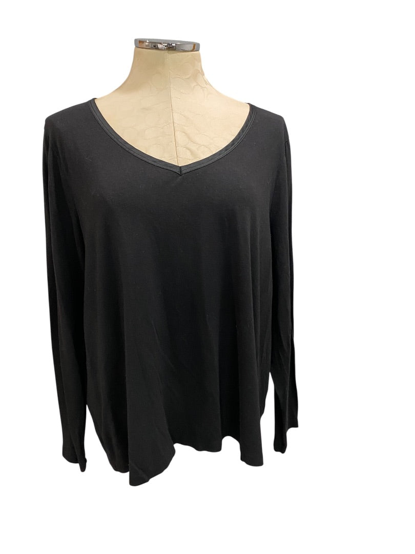 3X Talbots Woman Black Long Sleeve Shirt V-Neck Super Soft
