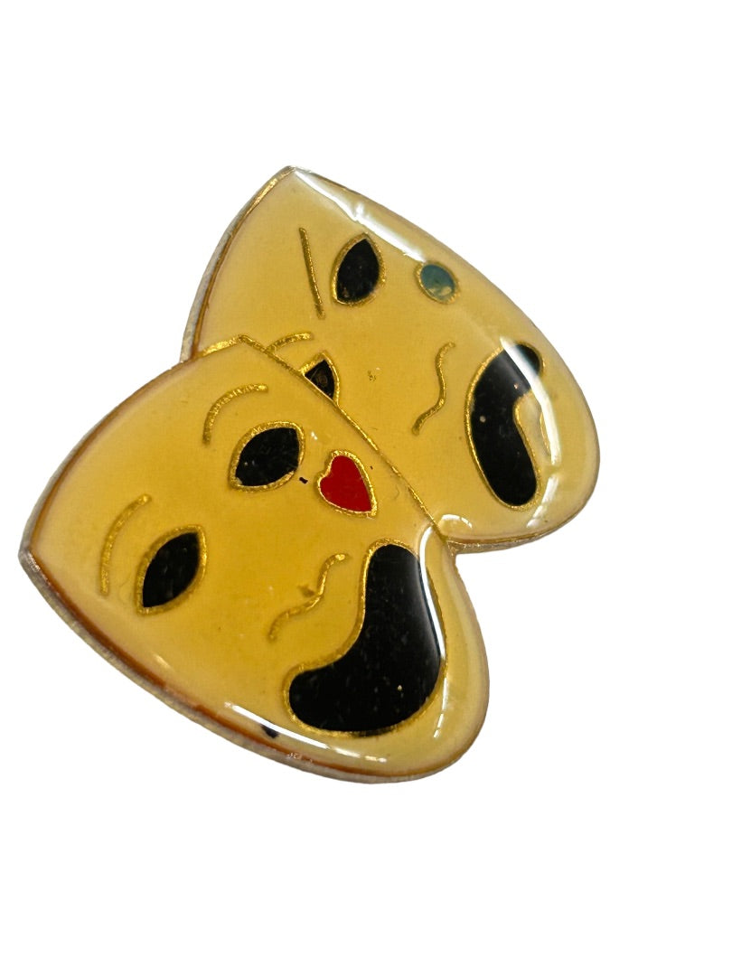 Lapel Pin Happy Sad Theater Masks Resin 1"