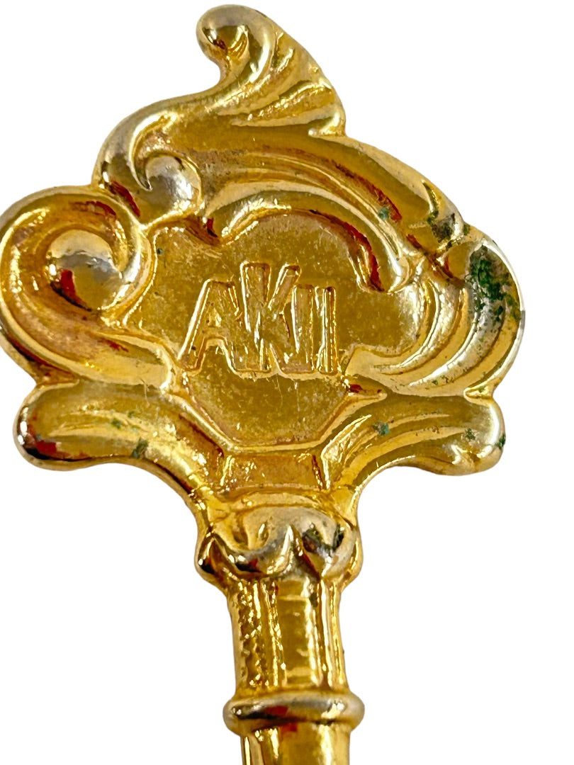 Anne Klein II Goldtone Skeleton Key Brooch Pin 2.75"