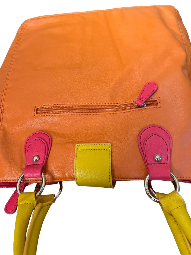 Apt 9 Large Handbag Zipper & Magnetic Closure Outside Pockets Orange NWT