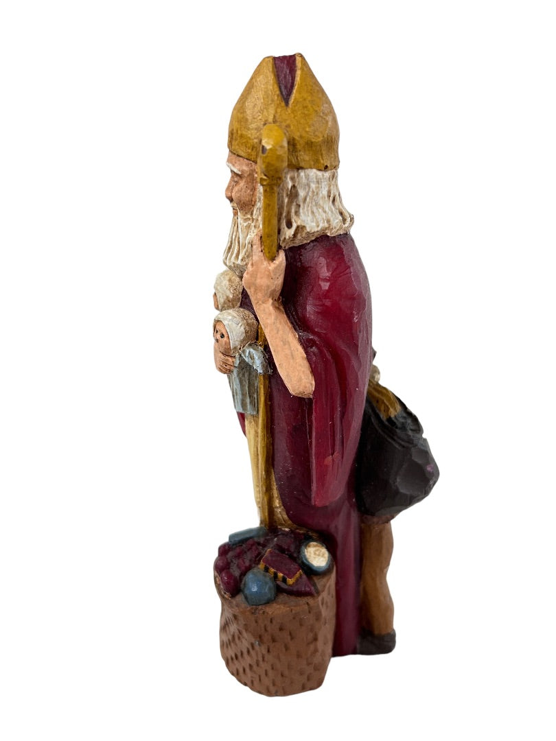 Vintage 1992 Old world skinny Santa & Dolls Father Christmas Figurine Signed
