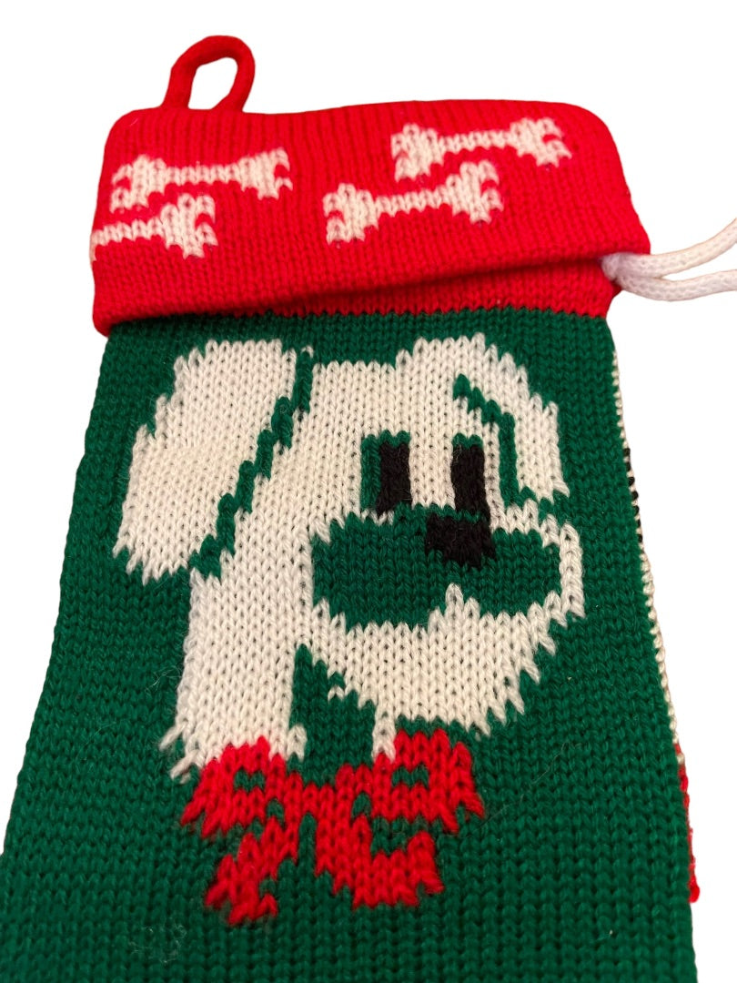 Merry Christmas Red Green White Dog Stocking 11.5" x 4" Holiday Decor