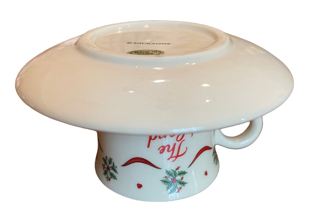 Dicksons Joy to the World Holly Ribbon Christmas Cup & Saucer Candle