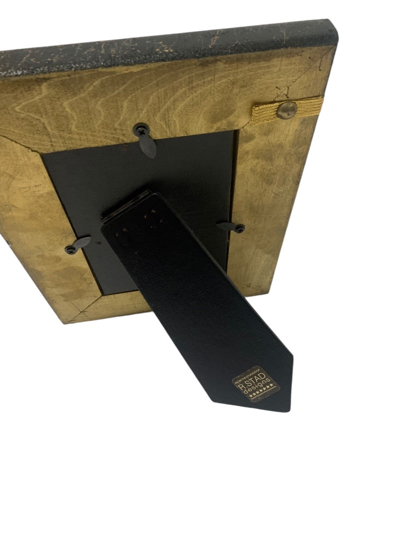 R.Stad Designs Black Gold Hinged Handmade Star Tabletop for Photo 5.5 x3.5"