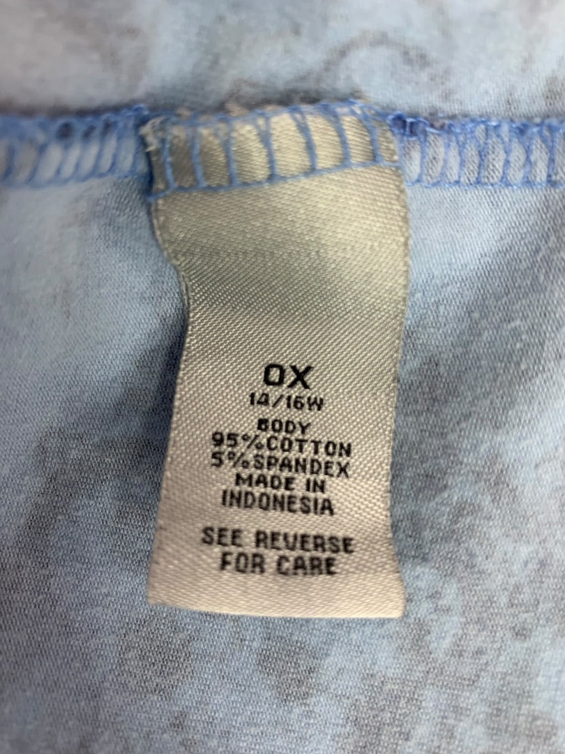 0X (14/16W) Liz & Me For Katherines Blue Pattern V-Neck