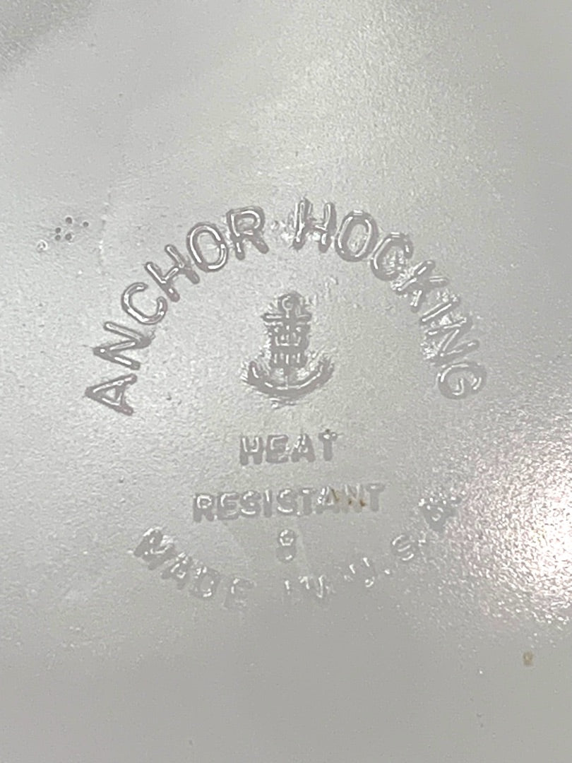 Vintage Anchor Hocking White Swirl Dinner Plate Gold Trim 10 Inch