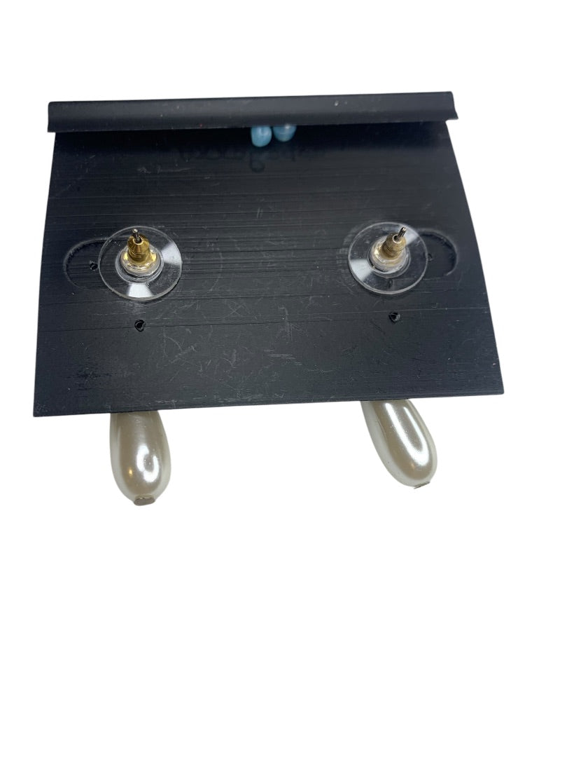 Pappagallo Pierced Post Earrings Blue Stone 1.5 Inch Drop Dangle