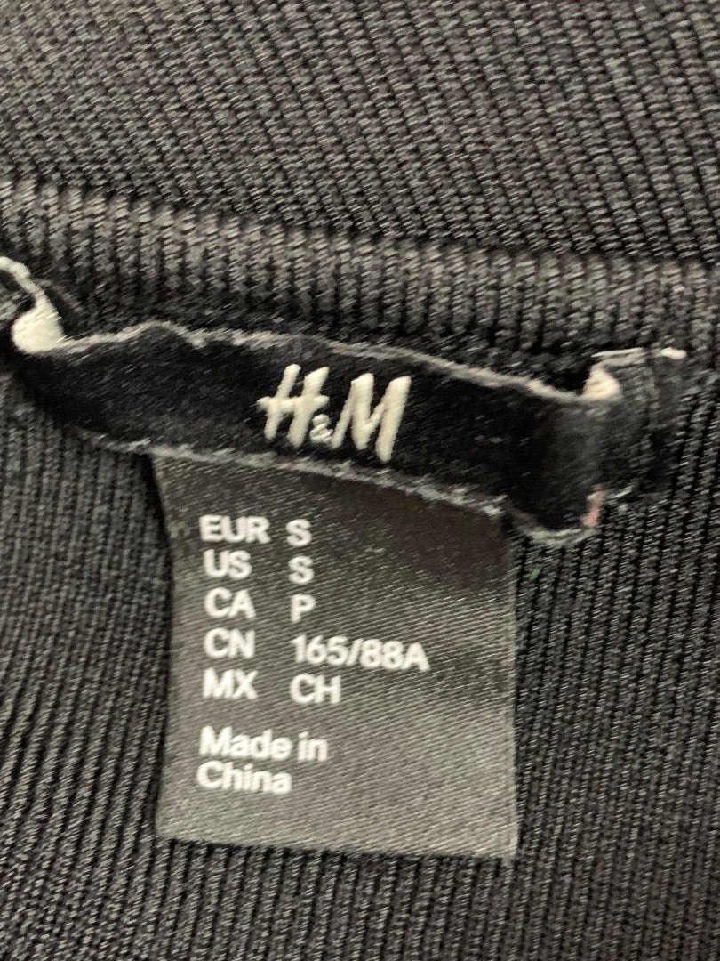 Small H&M Womens Black Fitted Wide Neck Stretch Top Shirt
