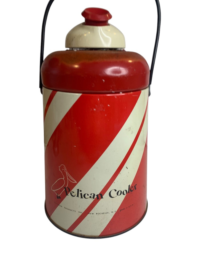 1950s Pelican Cooler Atlas Glass Jar Insert New Rochelle NY Candy Stripe