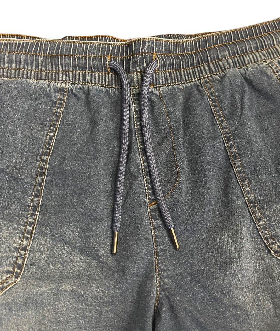 Large One 5 One Womens Pull On Jean Shorts Elastic Drawstring Pockets