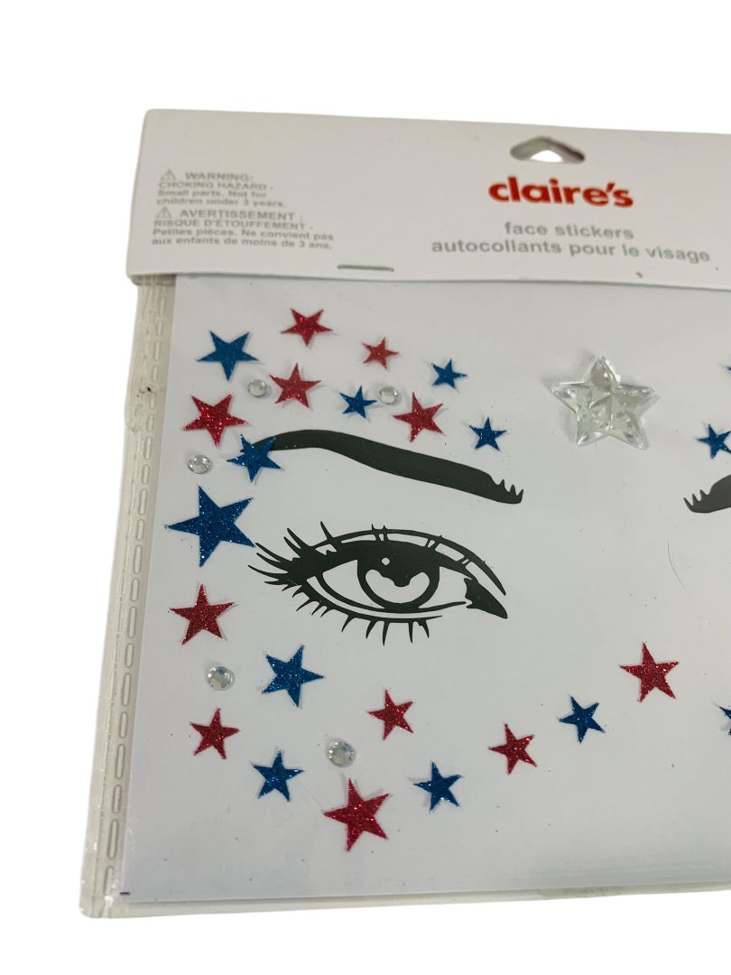 Claires New Face Stickers Patriotic Sparkly Stars USA