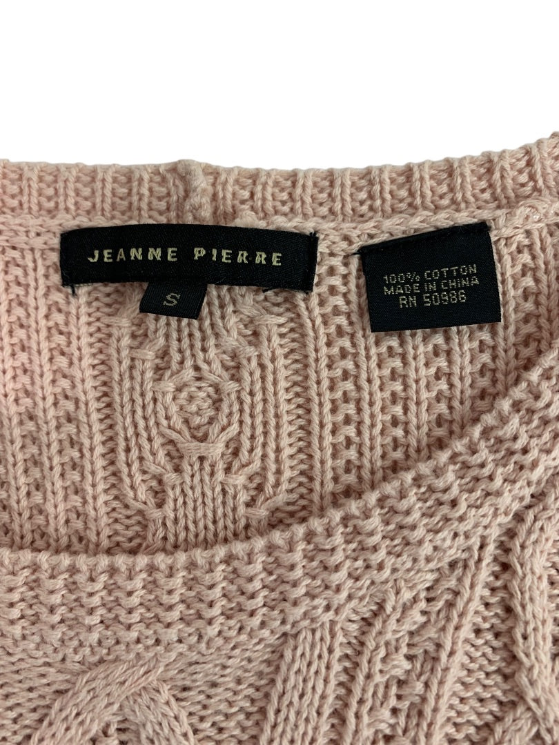 Small Jeanne Pierre Womens Pink Cable Knit Cotton Sweater