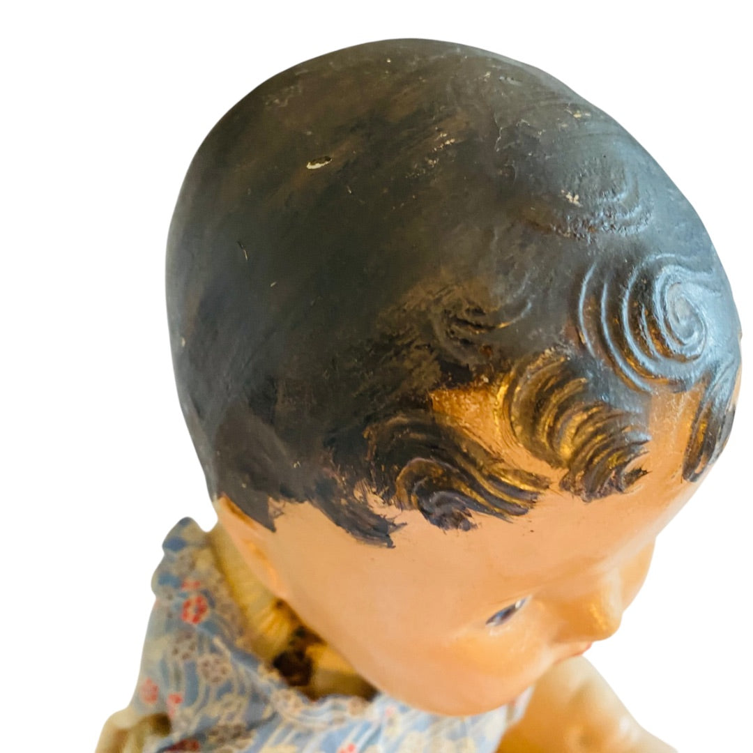 1940s Composition Baby Doll Soft Body Brown Hair Blue Eyes 16 Inch