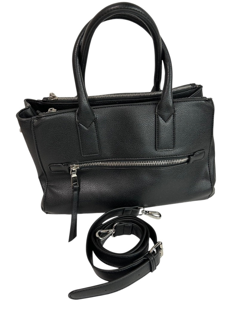 Charming Charlie Black Vegan Leather Satchel Handbag Detachable Crossbody Strap