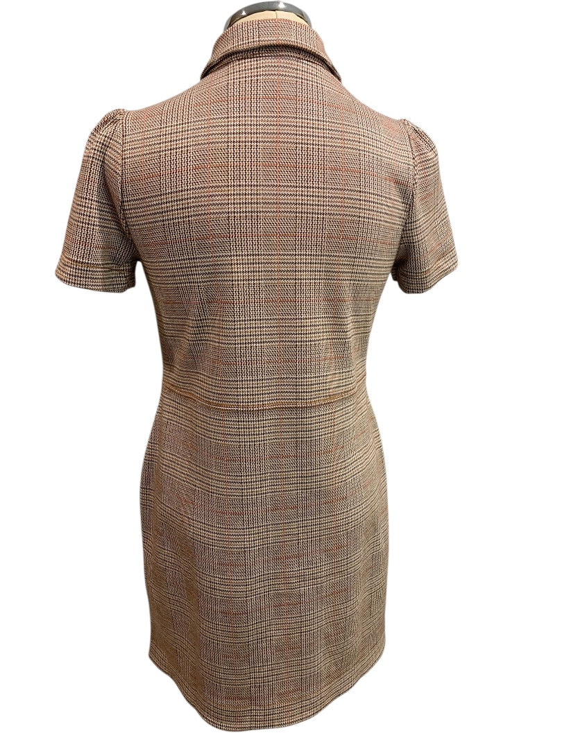 Size 4P Loft Petites Plaid Ponte Knit Dress Short Sleeve Pockets