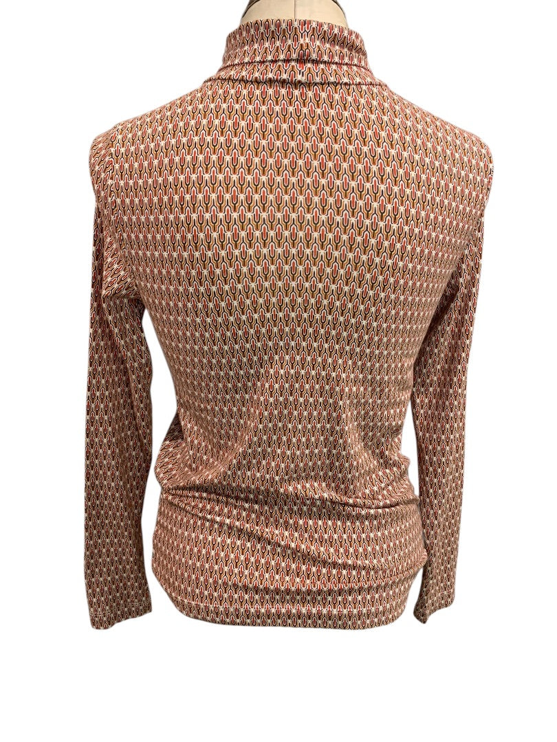 Small Loft Womens Print Turtleneck Soft Retro Print Long Sleeve