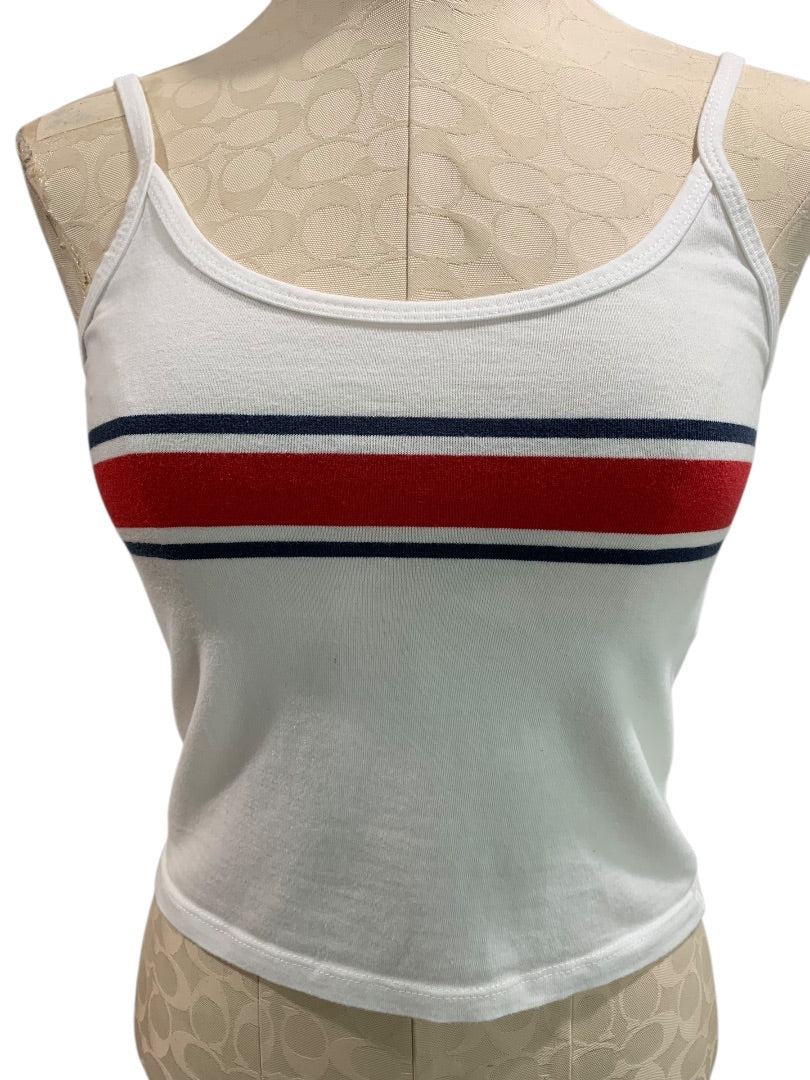 One Size John Galt Brandy Melville Retro White Striped Tank Top Shirt
