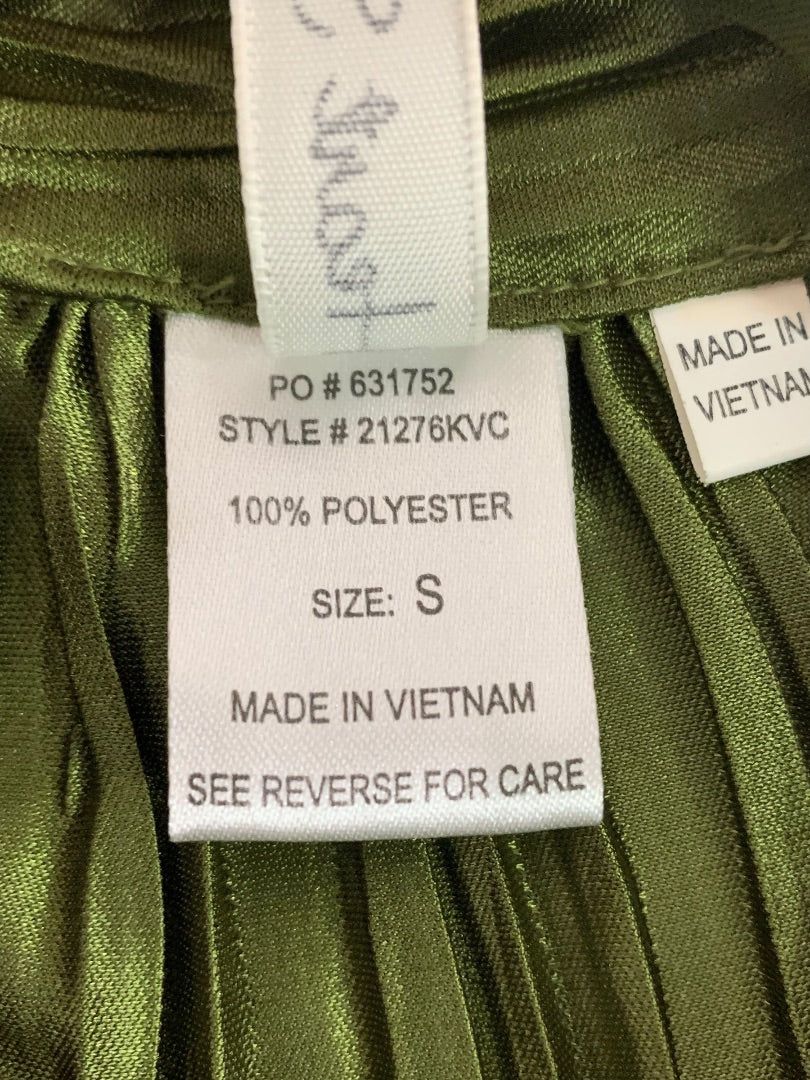 Small Heart Soul Olive Green Womens Pleated Blouse Shirt Sleeveless