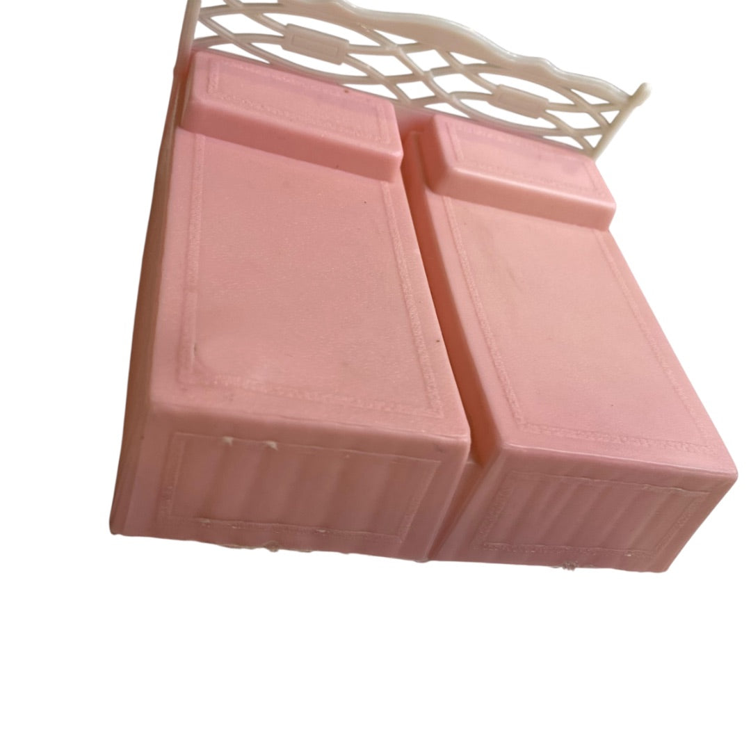 1950s MPC Dollhouse Miniature Bed Pink Plastic 1:24 Scale