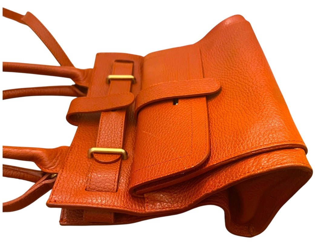 Furla Rust Pebbled Leather Handbag Satchel Shoulder Strap Italy