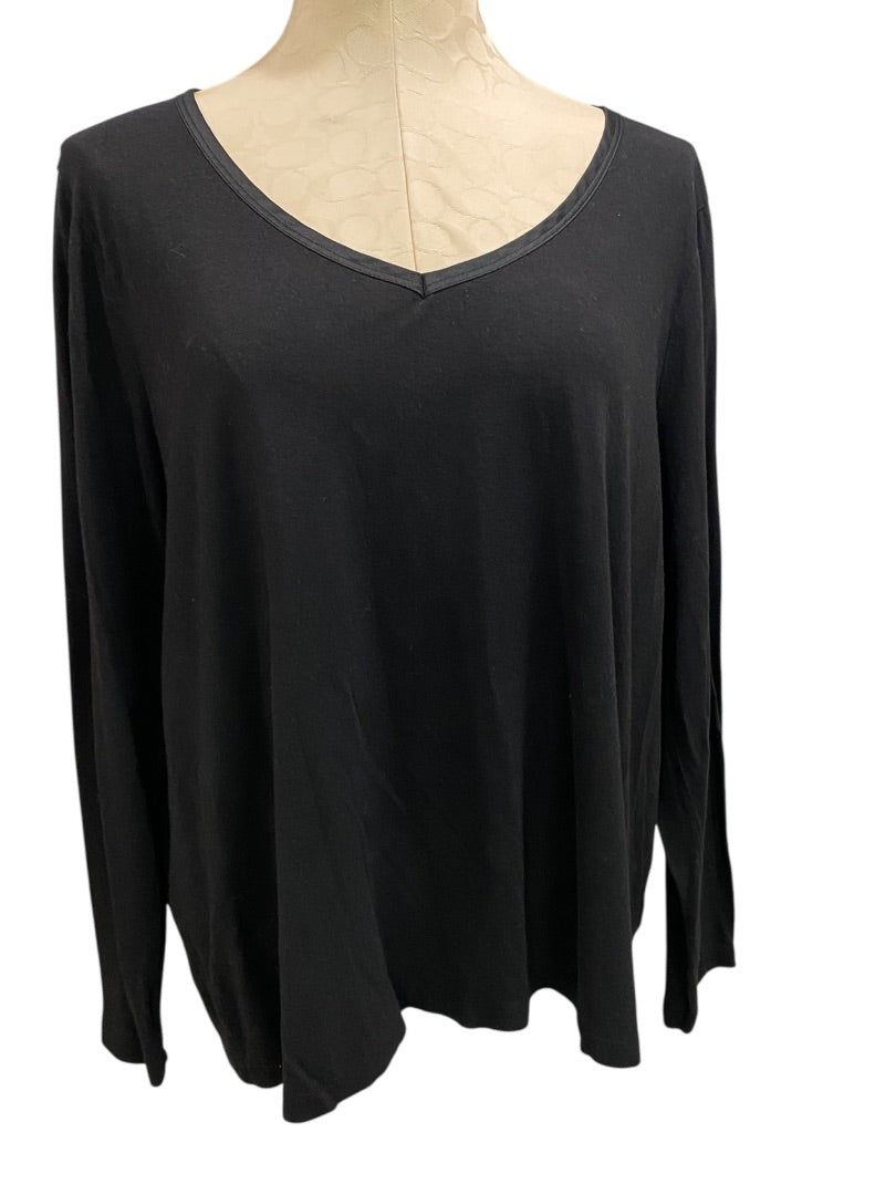 3X Talbots Woman Black Long Sleeve Shirt V-Neck Super Soft