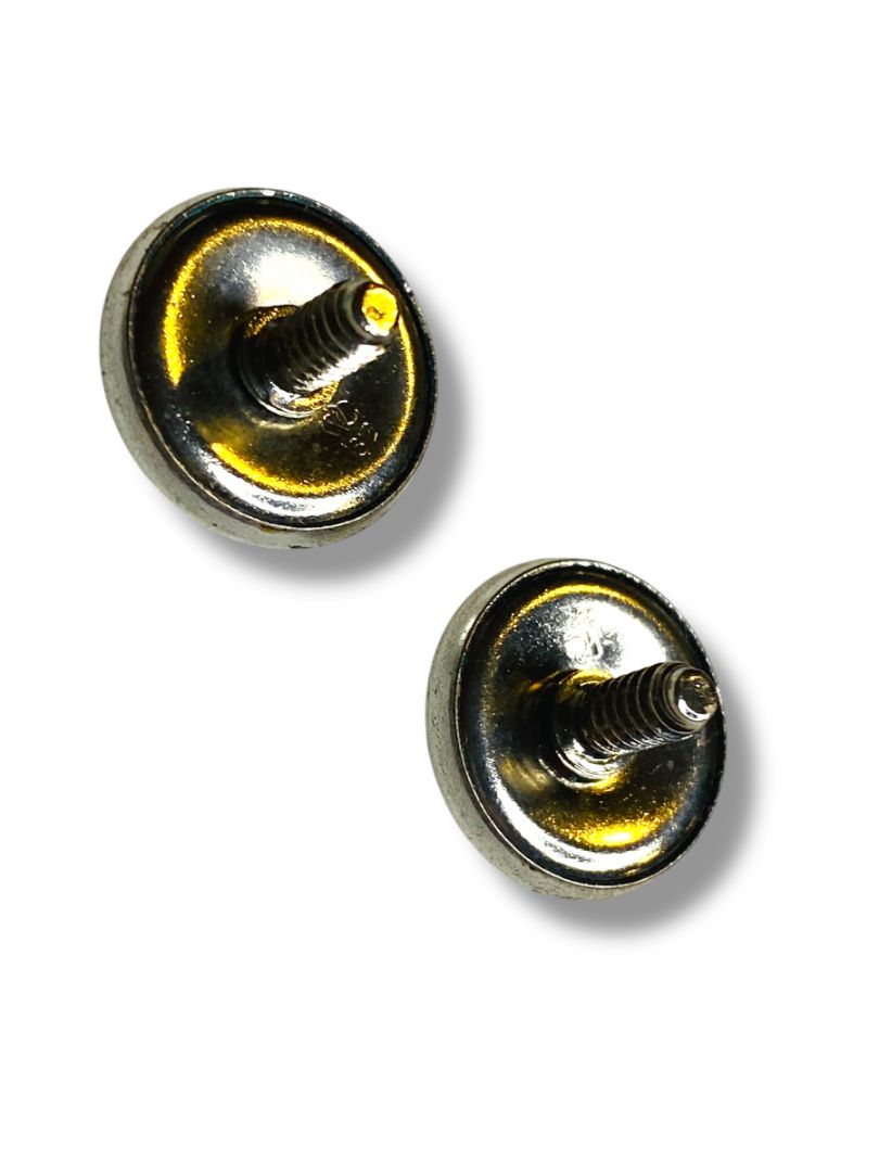 Set of 2 US Coast Guard Auxillary Silvertone Screwback Cap Button Pin Vintage .5"