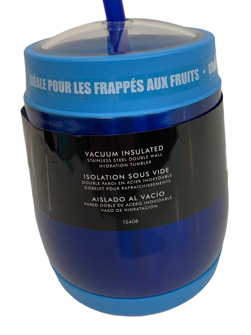 Thermos 16 oz. Vacuum Insulated Blue Stainless Steel Cold Dome Water Bottle with Straw