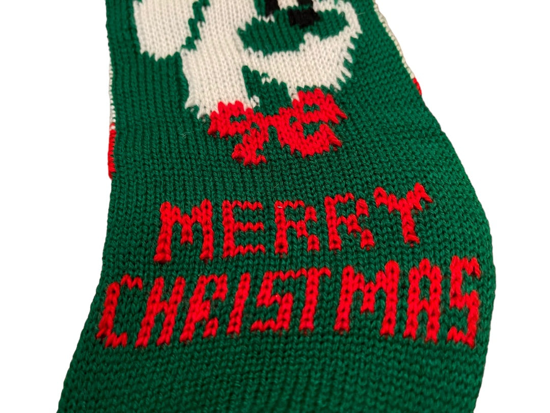 Merry Christmas Red Green White Dog Stocking 11.5" x 4" Holiday Decor