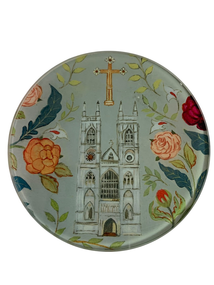 Set of 2 Drink Coasters 4 Inch Church Roses Cactus