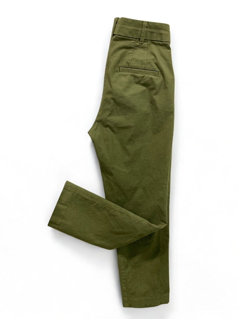 Size 00 Gap Womens Slim Ankle Khaki Pants Olive Green