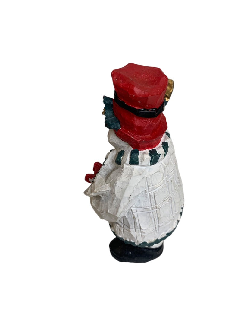 Snowman Holiday Christmas Figurine Resin Carved Look 4.5 Inch