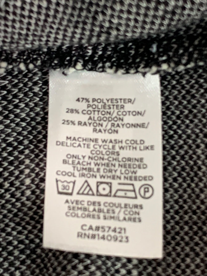 Medium LOFT Womens Plaid White Black Loose Fit Sweater Cuff Sleeve